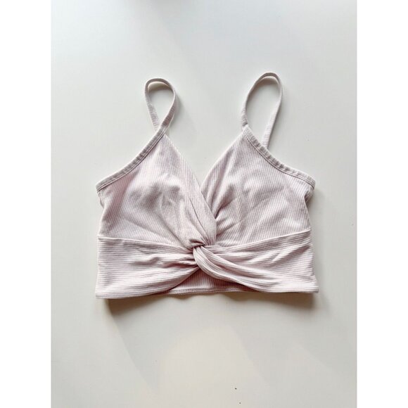 Aritzia WILFRED Bay Pale Lilac Ribbed Twist Front Cropped Tank Top, Size S - Picture 2 of 10